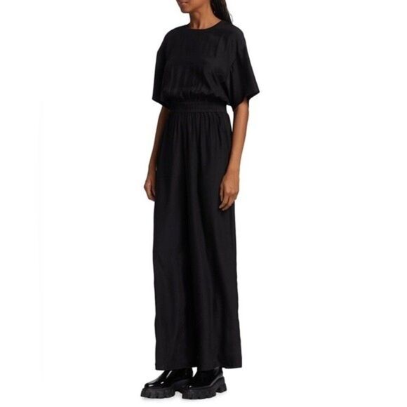 NWOT ATM Anthony Thomas Melillo 100% Silk Elastic Waist Black Jumpsuit SZ Small - Picture 6 of 15